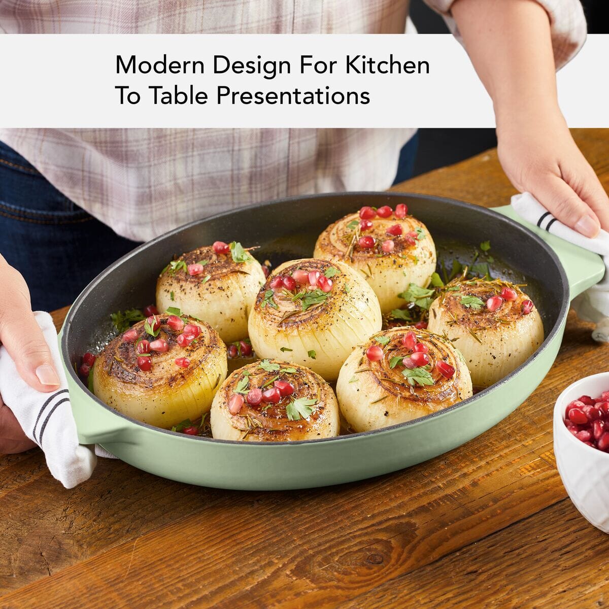 KitchenAid 2.5-Quart Enameled Cast Iron Au Gratin Roasting Pan - Pistachio - Image 4
