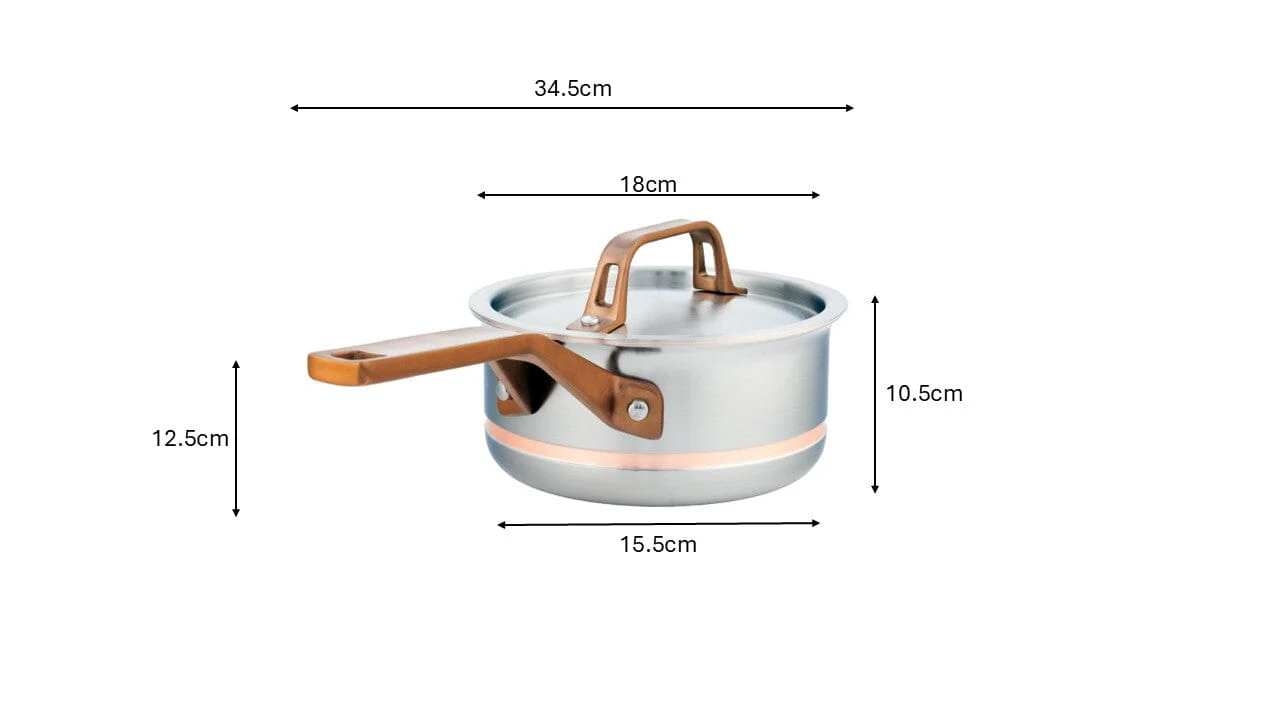 2L Meyer CopperClad 5-Ply Copper Core Stainless Steel Saucepan with lid, Made in Canada - Image 5