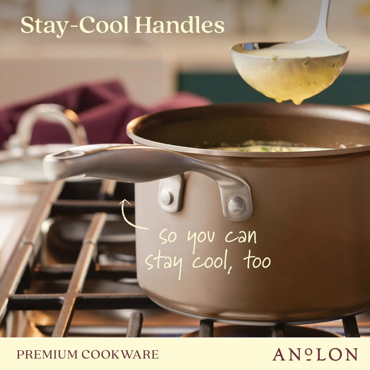 3-Quart Anolon Ascend Hard Anodized Nonstick Saucepan with Lid - Image 4