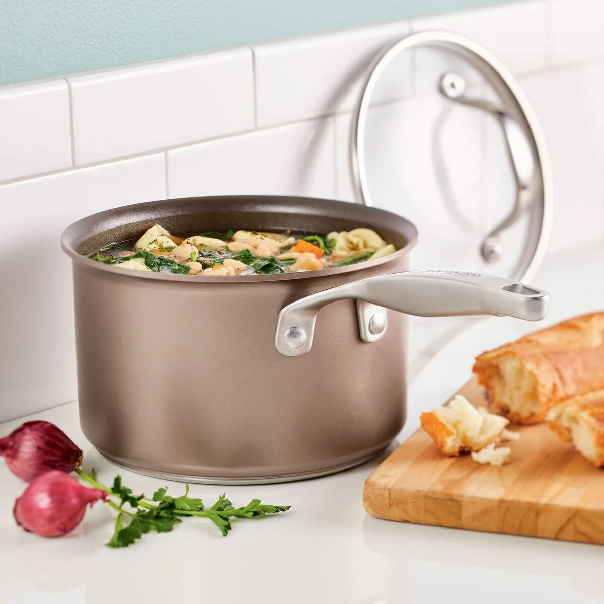 3-Quart Anolon Ascend Hard Anodized Nonstick Saucepan with Lid - Image 5