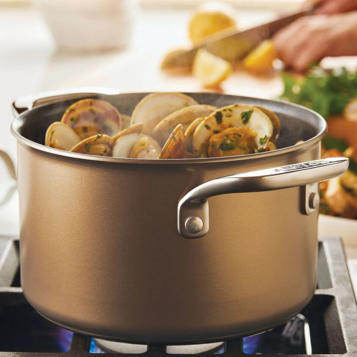 4-Quart Anolon Ascend Hard Anodized Nonstick Saucepot with Lid - Image 5