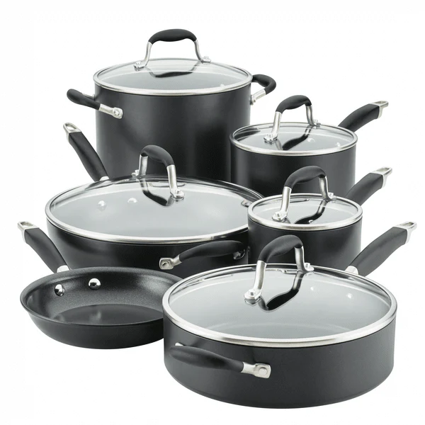Anolon Advanced Home Hard-Anodized Nonstick Cookware Set, 11-Piece, Black