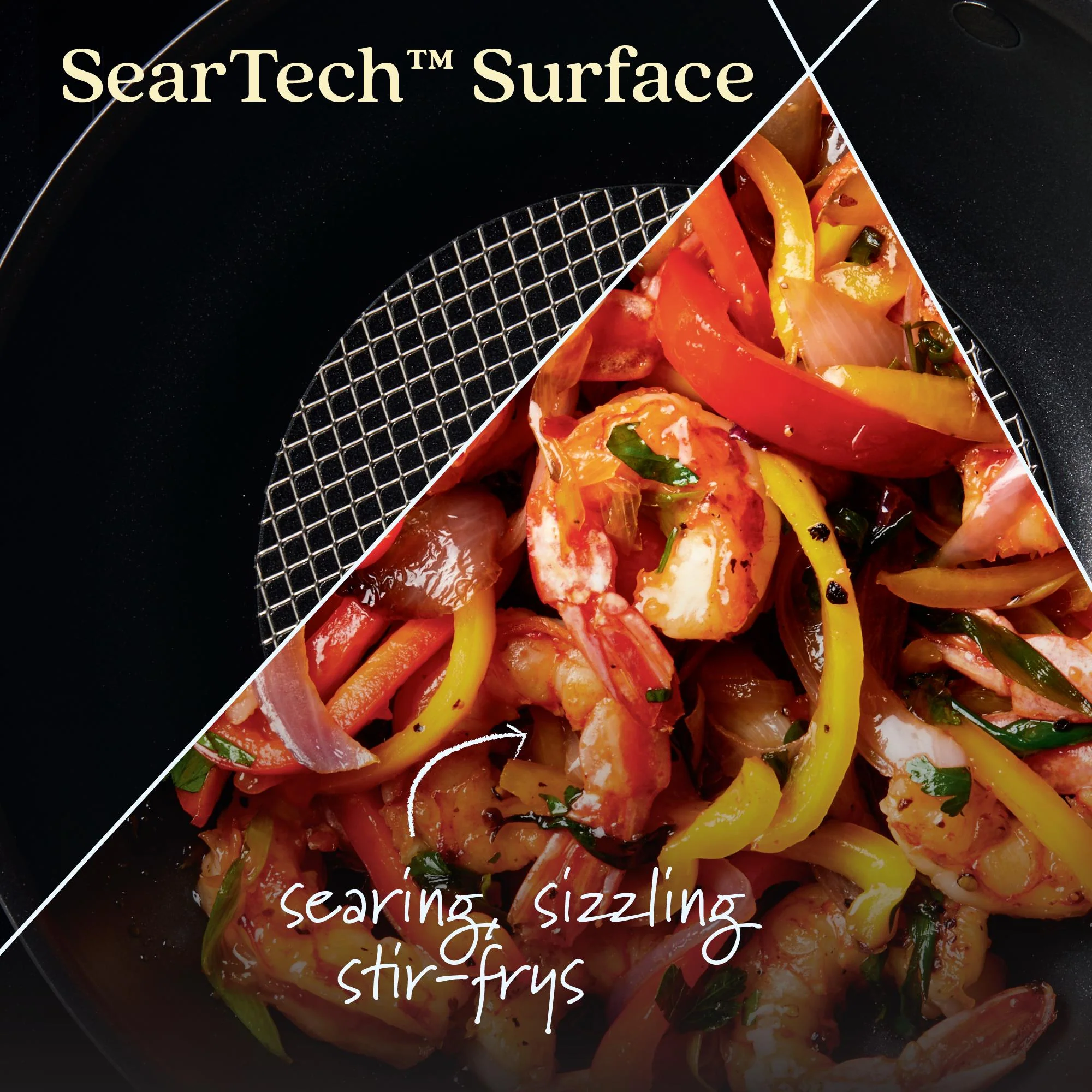 Anolon X SearTech Aluminum Nonstick Cookware Stir Fry Wok with Lid, 10-inch, Super Dark Gray - Image 4