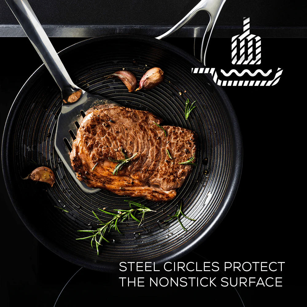 Circulon Clad Stainless Steel Frying Pan with Hybrid SteelShield and Nonstick Technology, 32cm Silver - Image 3