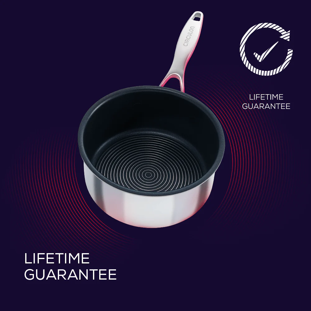 Circulon Clad Stainless Steel Saucepan with Glass Lid and Hybrid SteelShield and Nonstick Technology, 2-Quart, 1.9L, Silver - Image 5