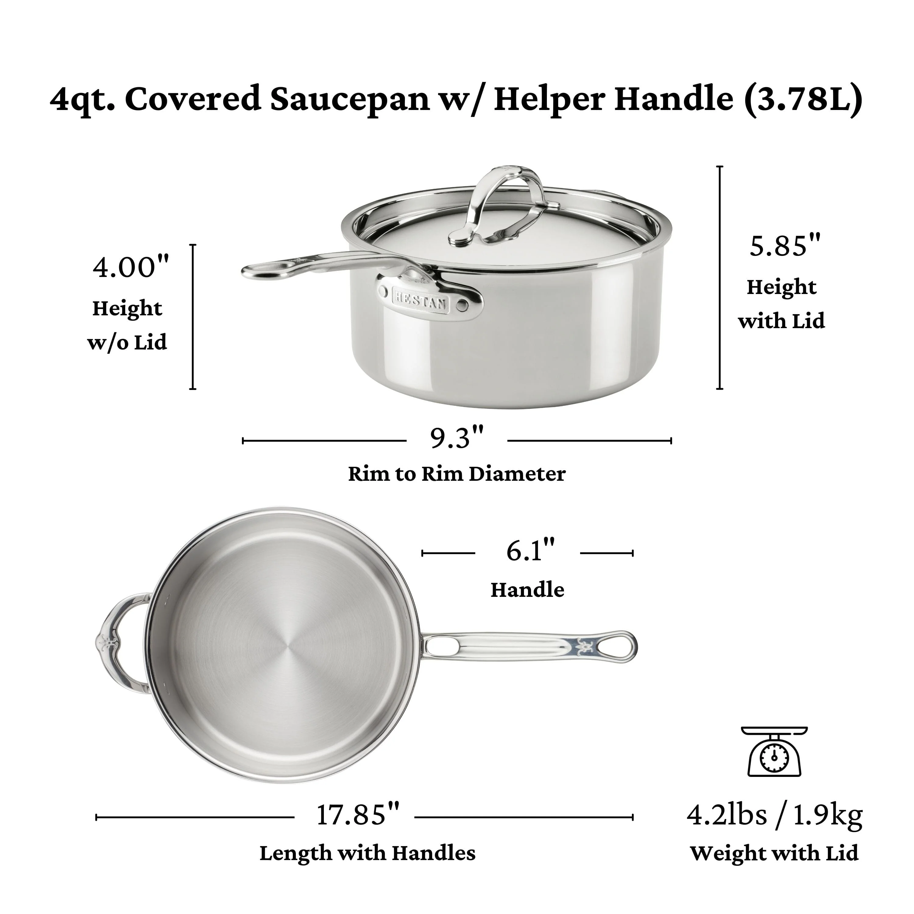 Hestan ProBond® Luxe 4QT/22CM Covered Saute Pan with helper handle - Image 7