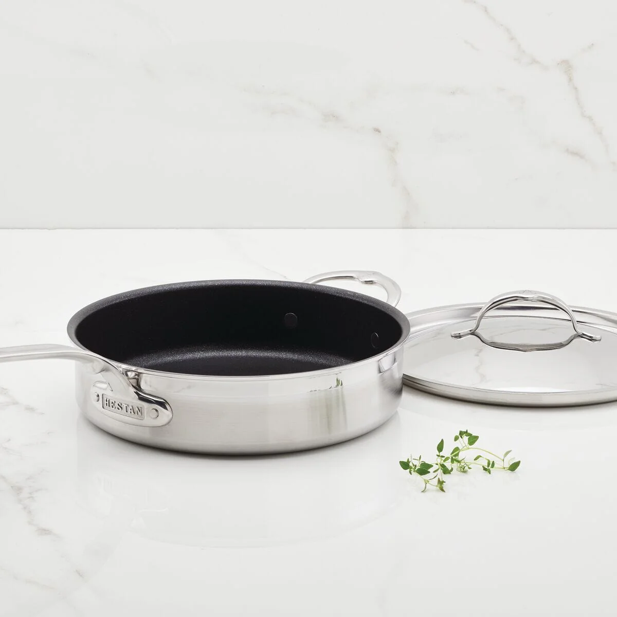 Hestan ProBond Professional Clad Stainless Steel TITUM Nonstick Saute Pan with Lid, 3.5-Quart - Image 3