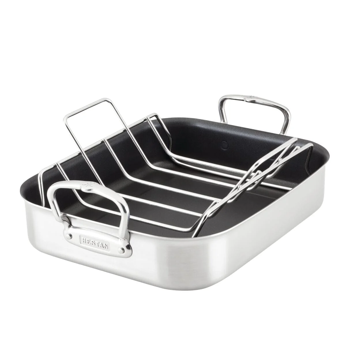 Hestan Provisions Classic Clad Nonstick Roaster with Stainless Steel Rack, 14.5-Inch