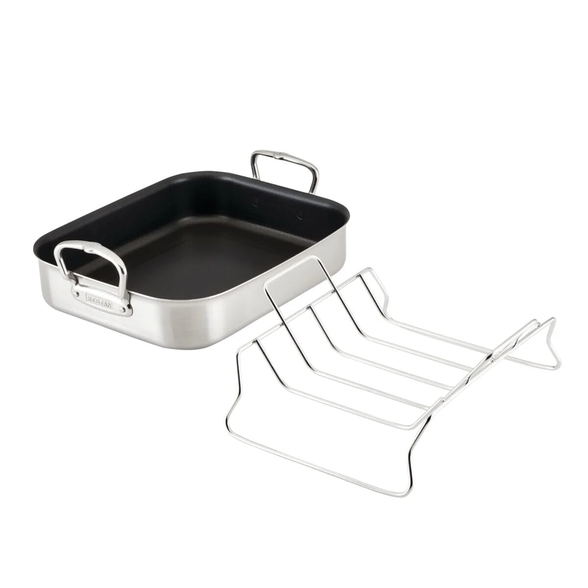 Hestan Provisions Classic Clad Nonstick Roaster with Stainless Steel Rack, 14.5-Inch - Image 3