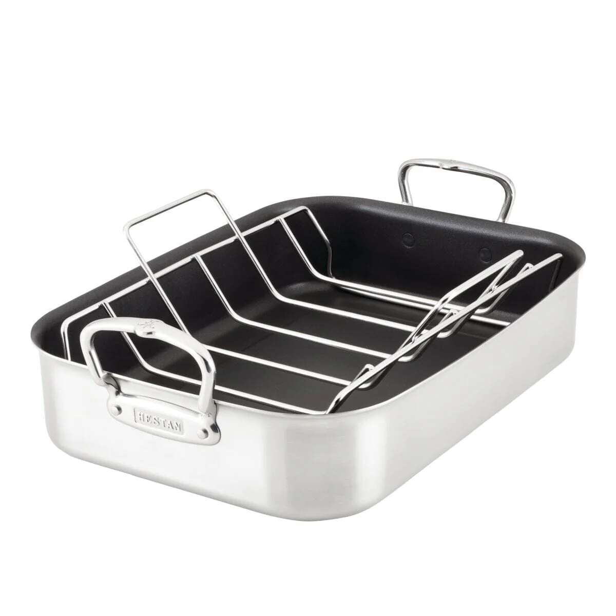 Hestan Provisions Classic Clad Nonstick Roaster with Stainless Steel Rack, 16.5-Inch