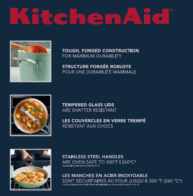 KitchenAid 10pc Hard Anodized Ceramic Cookware Set - Pistachio - Image 6
