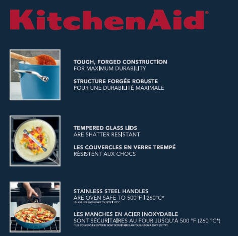 KitchenAid 10pc Hard Anodized Ceramic Cookware Set - Blue Velvet - Image 4