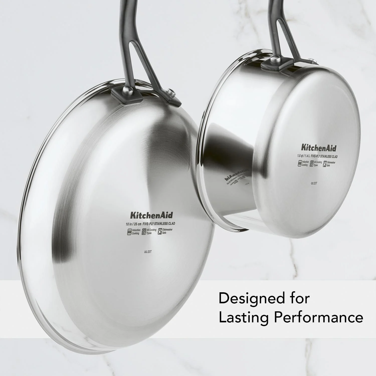 KitchenAid 5-Ply Clad Stainless Steel Cookware Set, 10-Piece, Polished Stainless Steel - Image 4