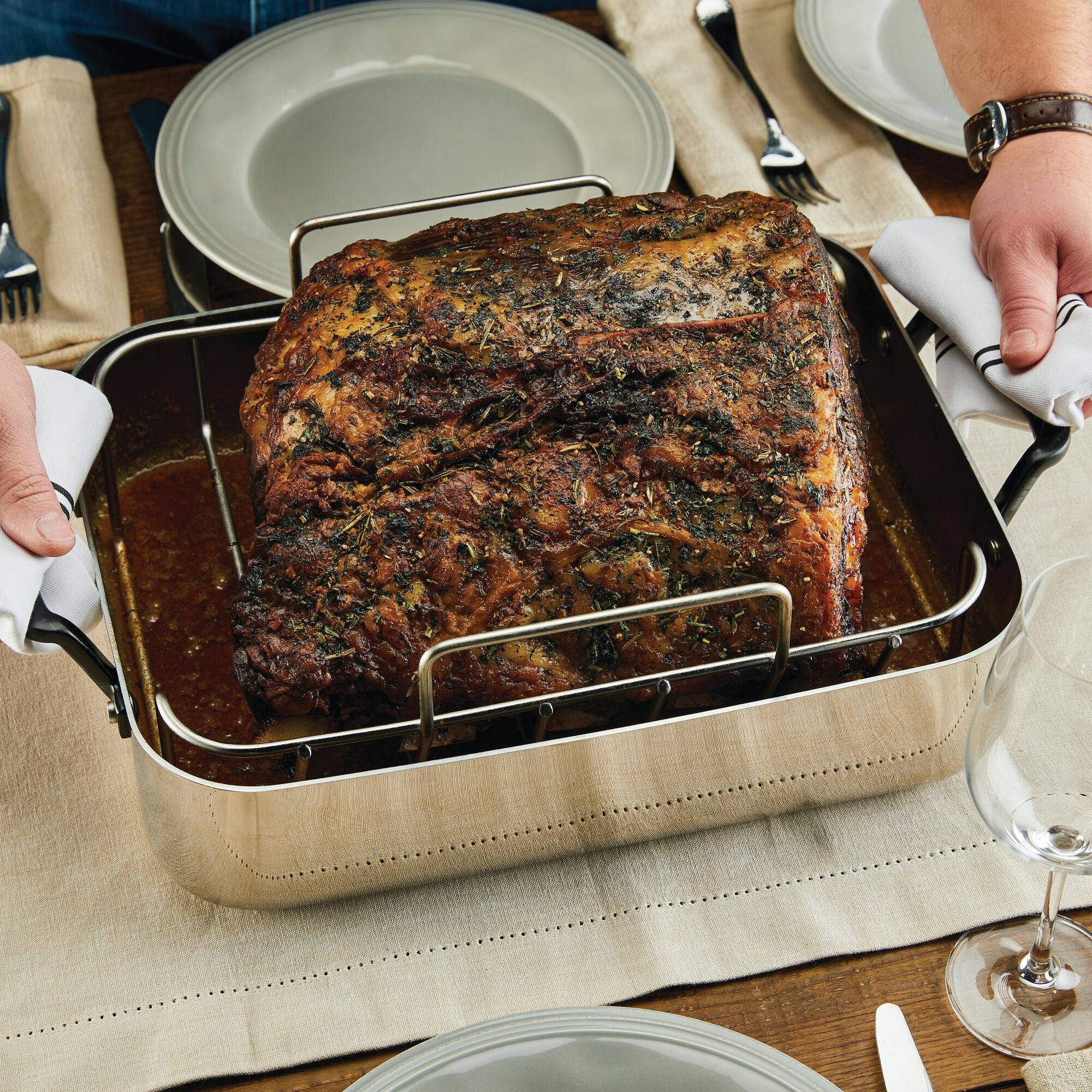KitchenAid 5-Ply Clad Stainless Steel Roaster with Removable Rack, 15-Inch x 11.5-Inch, Polished Stainless Steel - Image 2