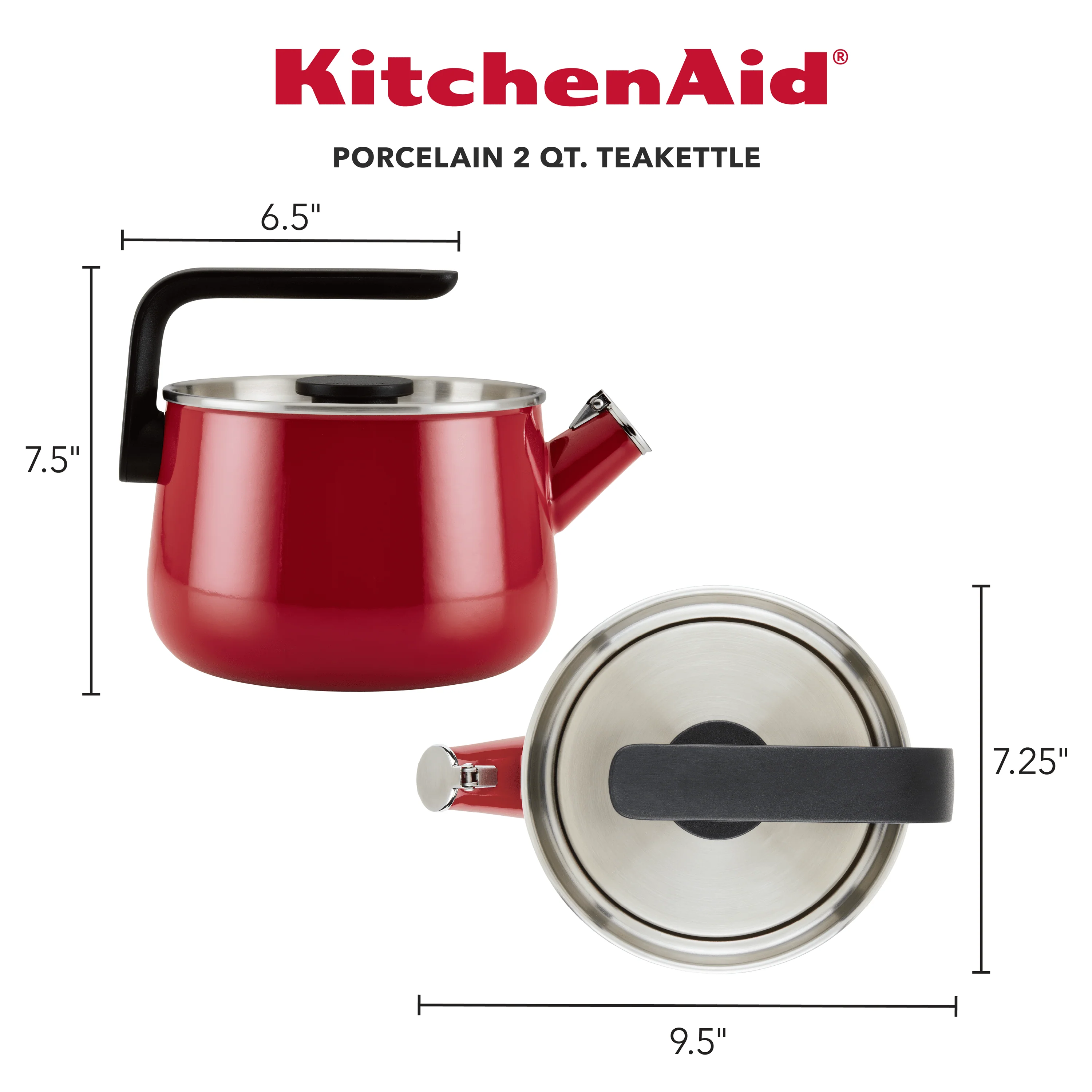 KitchenAid Enamel-On-Steel Kettle, 2Qt empire red - Image 4