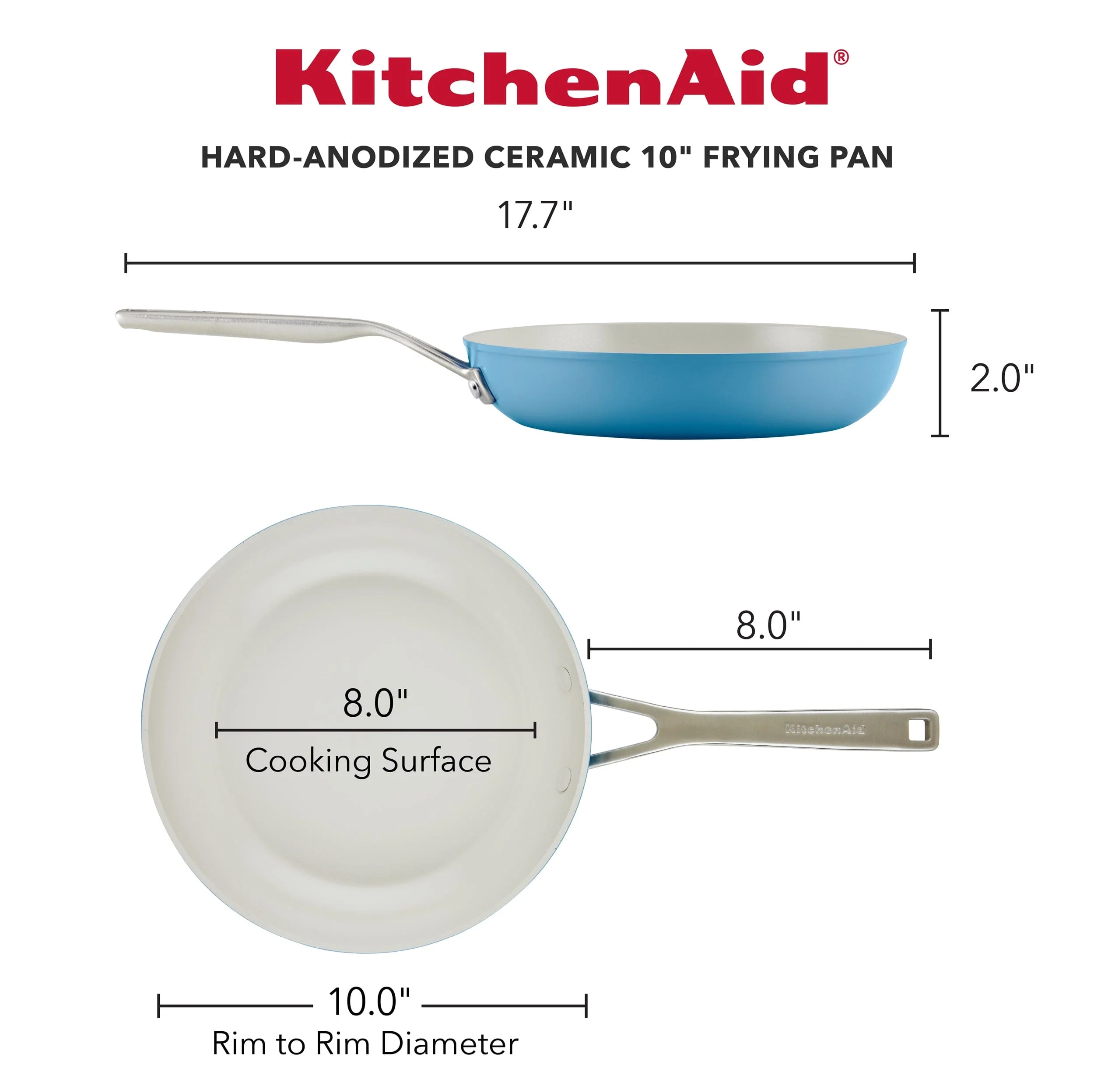 KitchenAid Hard Anodized Ceramic Fry Pan - 10"/25cm Blue Velvet - Image 2