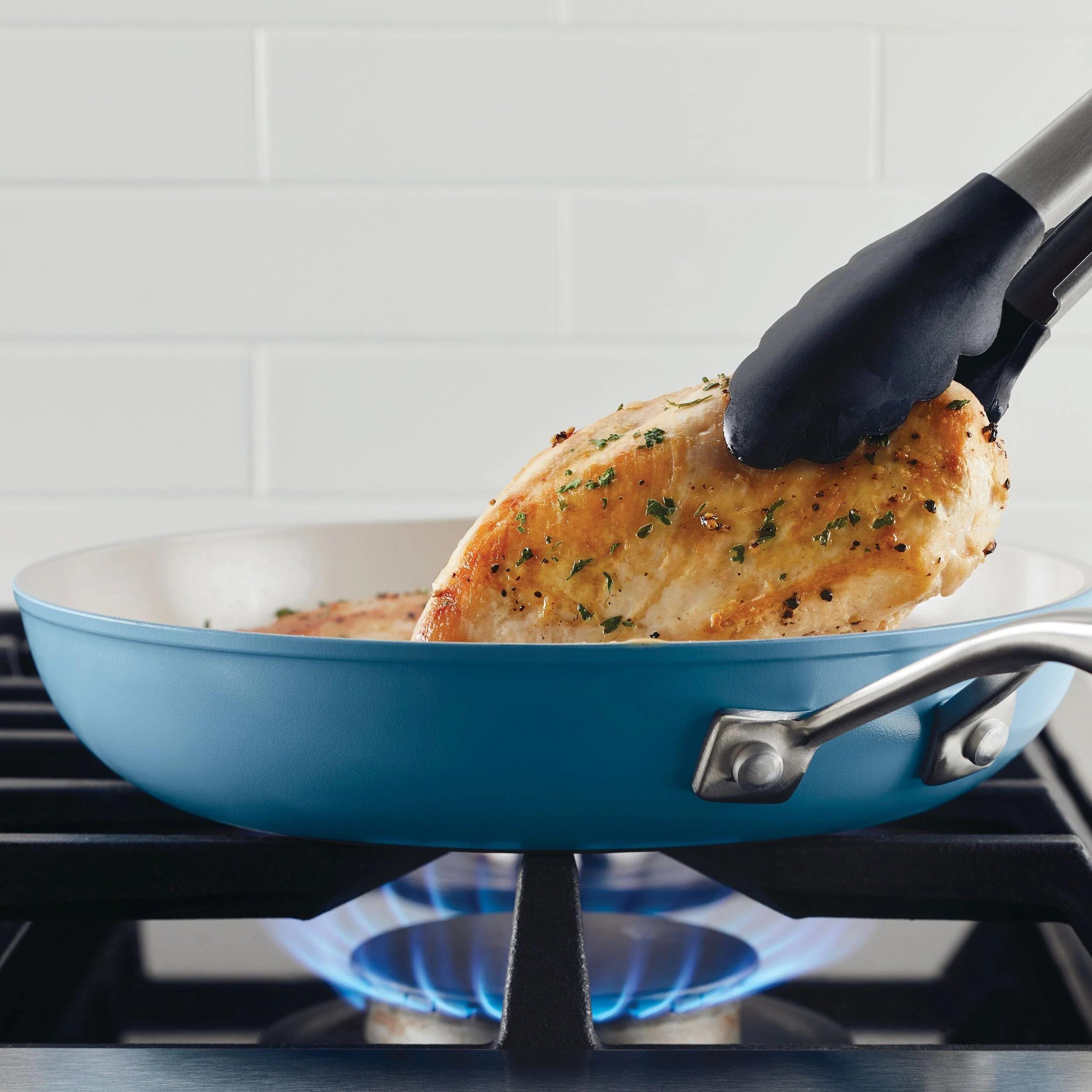KitchenAid Hard Anodized Ceramic Fry Pan - 10"/25cm Blue Velvet - Image 4