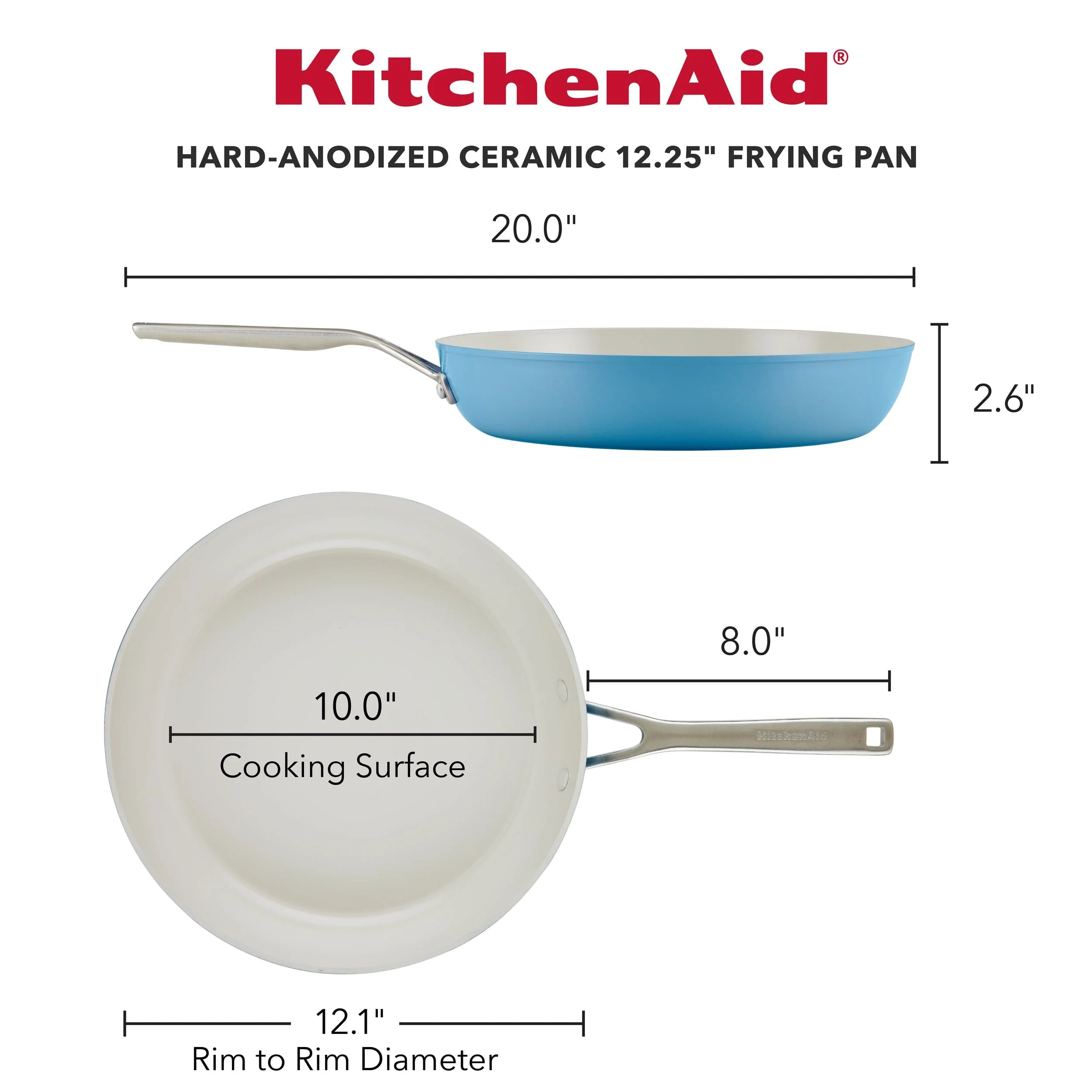 KitchenAid Hard Anodized Ceramic Fry Pan - 12.25"/31cm Blue Velvet - Image 2
