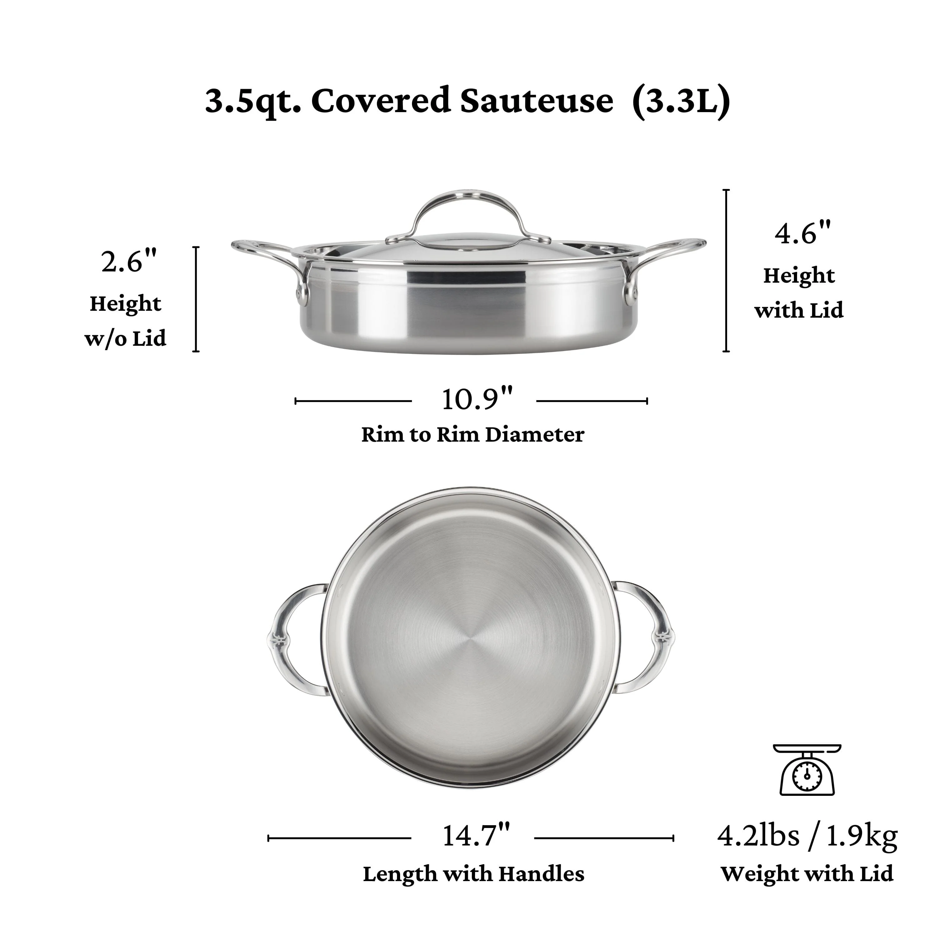Hestan Professional Clad Stainless Steel Sauteuse, 3.5-Quart - Image 7