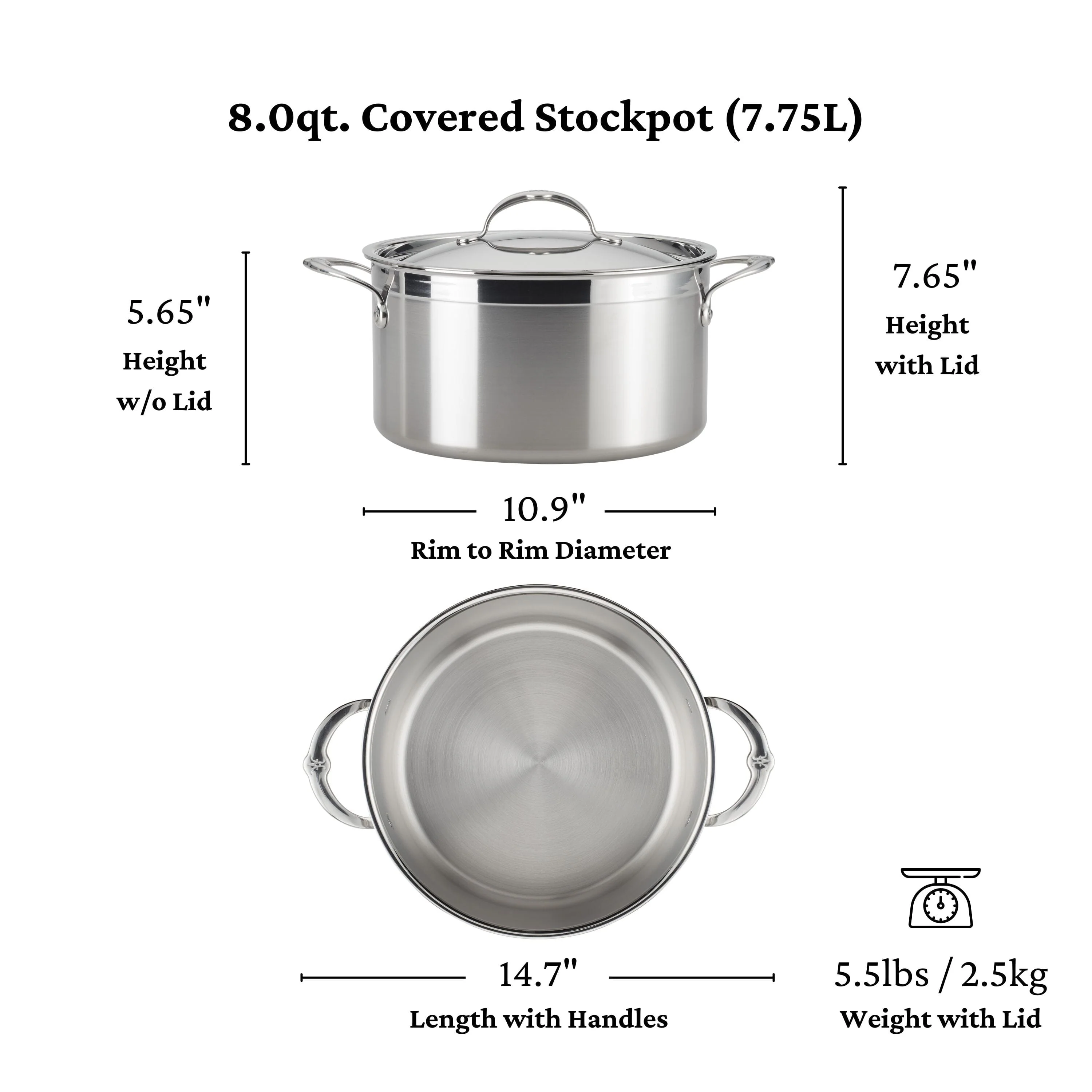 Hestan Professional Clad Stainless Steel Stockpot, 8-Quart - Image 6