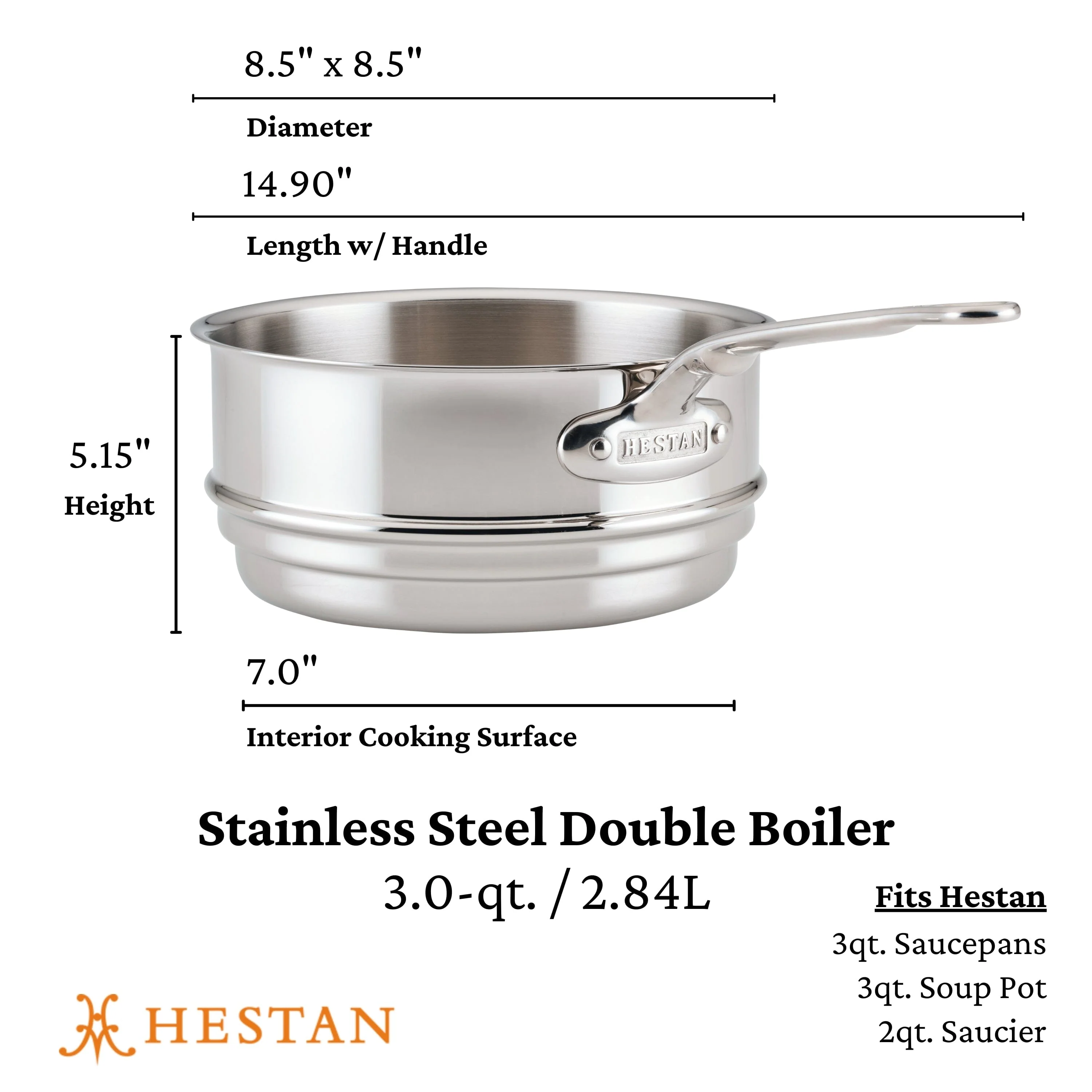 Hestan Provisions 3-Quart Stainless Steel Double Boiler Insert - Image 4